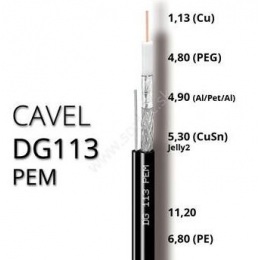 Koaxiálny kábel vonkajší závesný CAVEL DG113 PEM, 6,8mm, predaj na metre