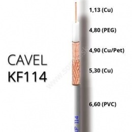 Koaxiálny kábel CAVEL KF114, PVC, 6,6mm, biely, predaj na metre