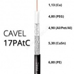 Koaxiálny kábel vonkajší CAVEL 17PAtC, PE, 6,8mm, čierny, predaj na metre